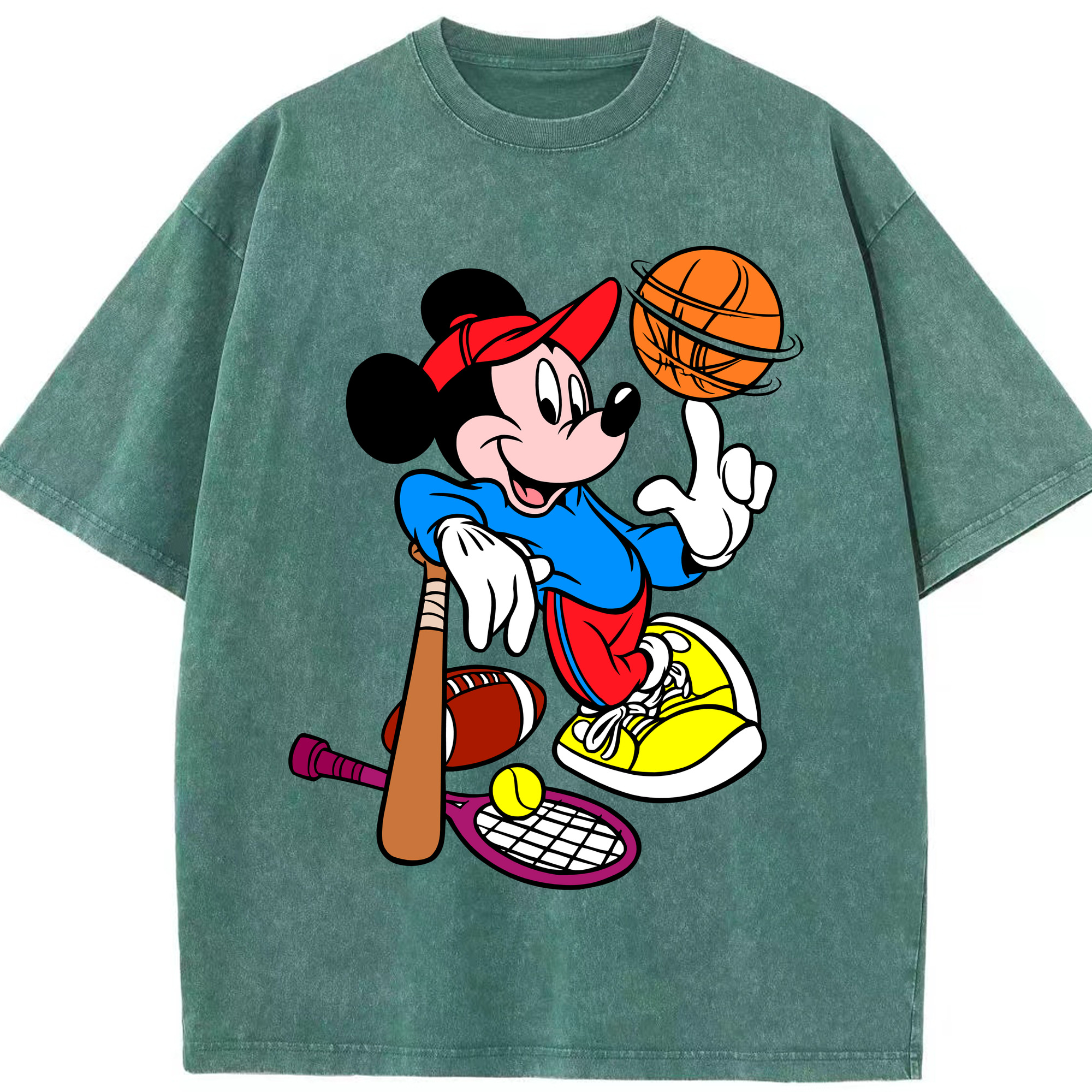 （画像用） ミッキーマウス Mickey Mouse 綿100% ヴィンテージ風 半袖Tシャツ（フロントプリント）